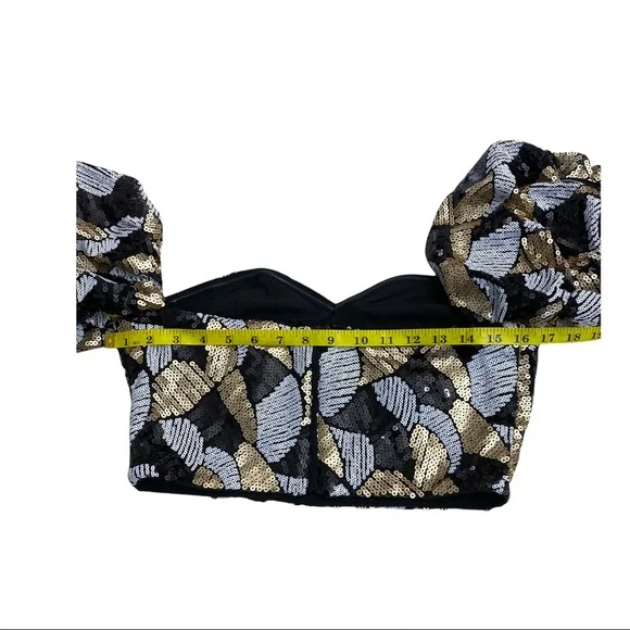 ASOS Virgos Lounge Bardot Sequin Top Gold Black Sold Out NWT UK 10 - Picture 12 of 15